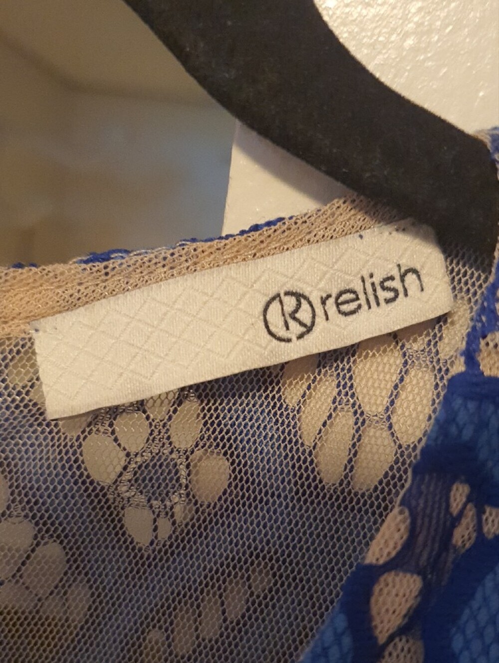 Relish Brand Blue Lace Overlay Women's Dress Size M View 5